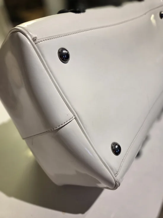 Prada White Doctor Bag with Black Floral Appliqués - Fall 2012 - Picture 9 of 16